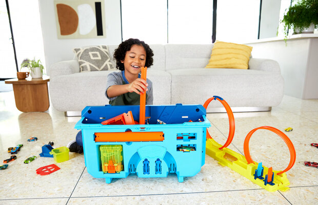 Lanceerbaan Track Builder jongens oranje/geel/blauw 20-delig