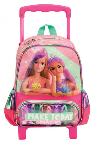 trolleyrugzak meisjes 11,2 liter polyester roze/groen