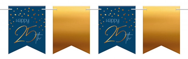 vlaggenlijn Elegant 25 Jaar papier blauw/goud 6 meter