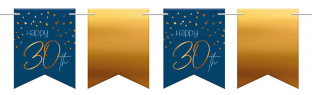 vlaggenlijn Elegant 30 Jaar papier blauw/goud 6 meter