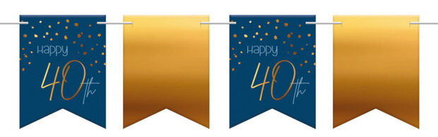 vlaggenlijn Elegant 40 Jaar papier blauw/goud 6 meter