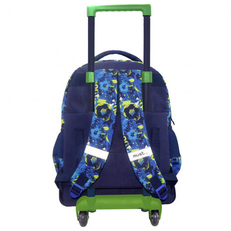 trolley rugzak Football 30 liter polyester blauw/groen