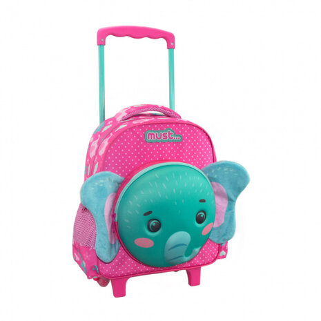 trolley olifant meisjes 8 liter polyester roze/blauw