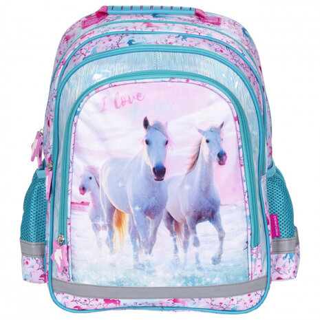 rugzak Horses meisjes 19 liter polyester blauw