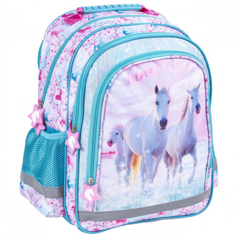 rugzak Horses meisjes 19 liter polyester blauw
