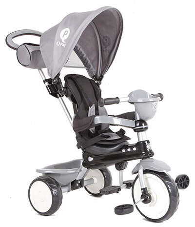 driewieler Comfort 4-in-1 junior staal grijs/zwart