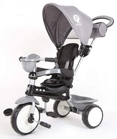driewieler Comfort 4-in-1 junior staal grijs/zwart