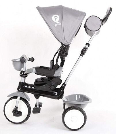 driewieler Comfort 4-in-1 junior staal grijs/zwart