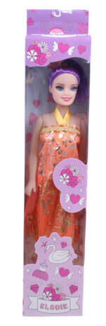 tienerpop Elodie meisjes 25 cm paars/oranje