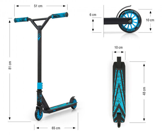 stuntstep Buster junior 65 x 81 cm aluminium grijs