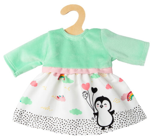 poppenjurk Penguin Dots katoen 28-35 cm mintgroen/wit
