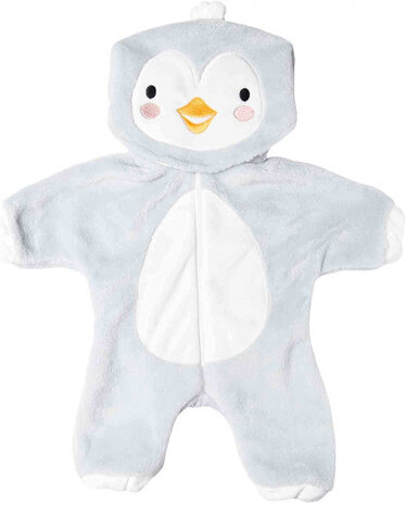 poppenonesie Baby Pingu&iuml;n 28-35 cm pluche wit/grijs