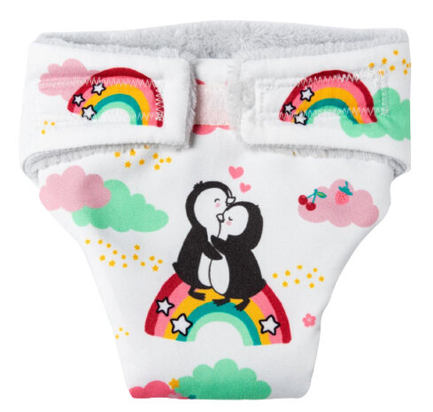 poppenluiers Pengu&iuml;n Dots junior 28-35 cm katoen wit