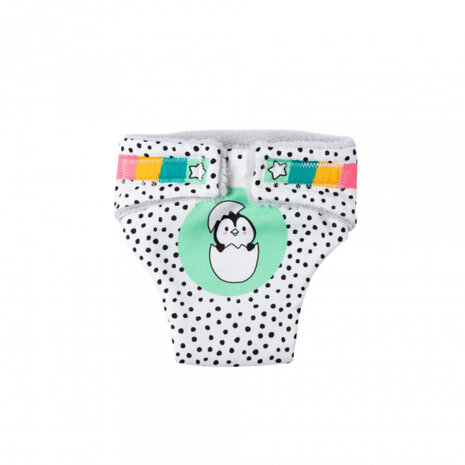 poppenluiers Pengu&iuml;n Dots junior 28-35 cm katoen wit