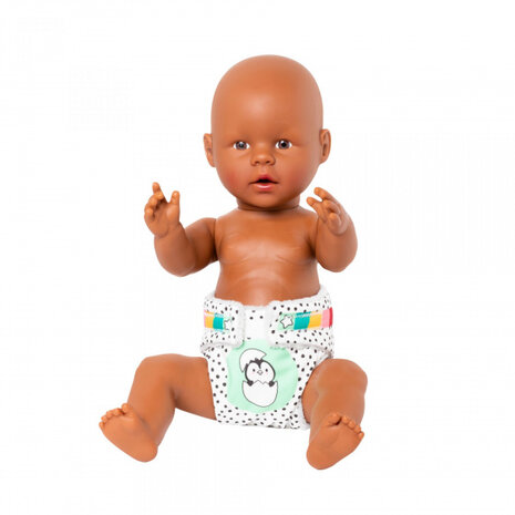 poppenluiers Pengu&iuml;n Dots junior 28-35 cm katoen wit