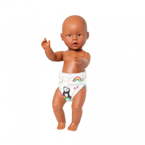 poppenluiers Pengu&iuml;n Dots junior 28-35 cm katoen wit