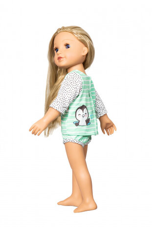 poppenzwemkleding Penguin Dot 35-45 cm mintgroen