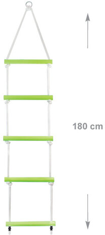 touwladder 180 cm nylon lichtgroen/wit