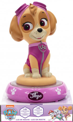 nachtlamp 3D Paw Patrol Skye led 15 x 13,5 cm roze