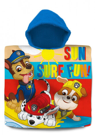badponcho Paw Patrol junior 120 x 60 cm katoen