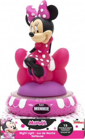 nachtlamp 3D Minnie Mouse led 15 x 13,5 cm roze/wit
