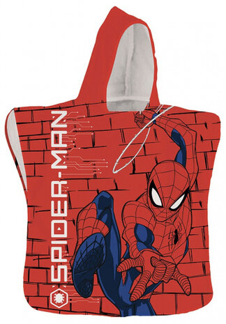badponcho Spider-Man 100 x 50 cm polyester rood/blauw