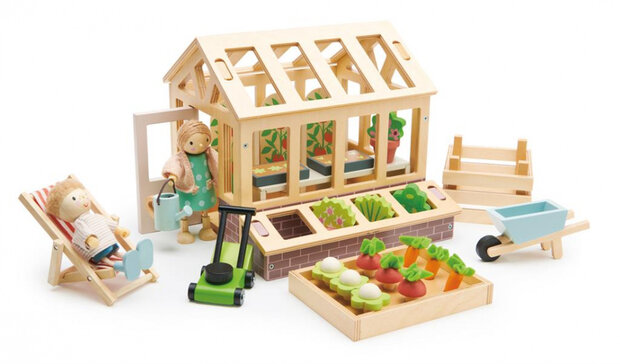 speelset kas en tuin junior naturel 27-delig
