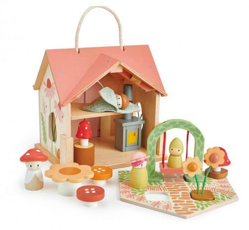 poppenhuis Rosewood Cottage 42 cm hout 15-delig
