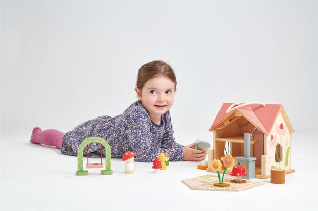 poppenhuis Rosewood Cottage 42 cm hout 15-delig