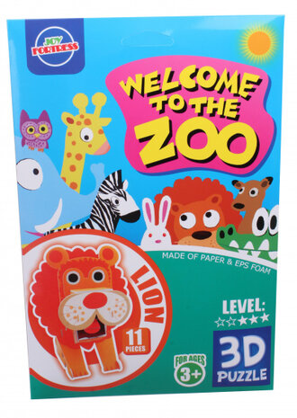 3D-dierenpuzzel leeuw foam oranje 11-delig