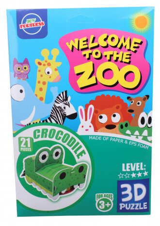 3D-dierenpuzzel krokodil foam groen 21-delig