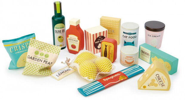speelgoedeten Grocery Set junior hout 14-delig