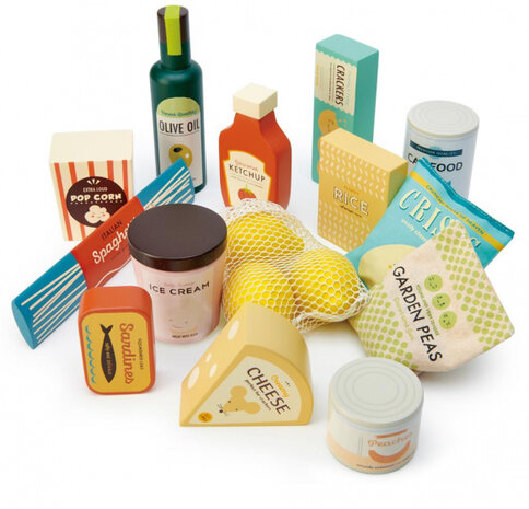 speelgoedeten Grocery Set junior hout 14-delig