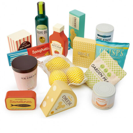 speelgoedeten Grocery Set junior hout 14-delig