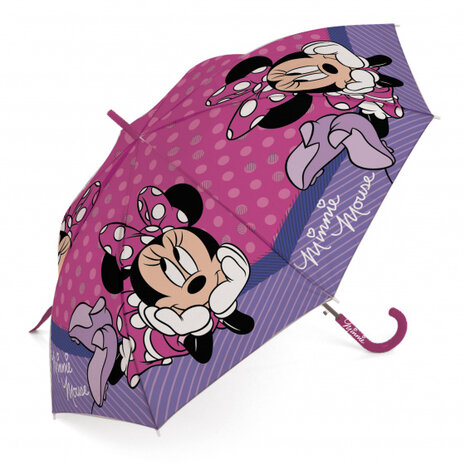 paraplu Minnie Mouse stip junior 48 cm polyester roze