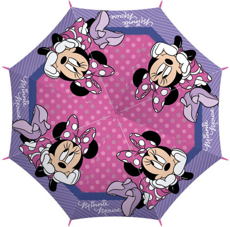 paraplu Minnie Mouse stip junior 48 cm polyester roze