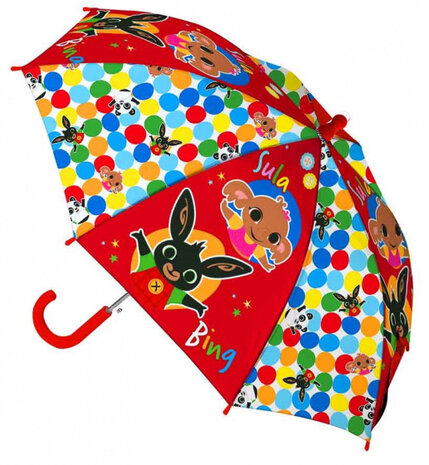 kinderparaplu 38 cm PVC/fiberglass rood/wit