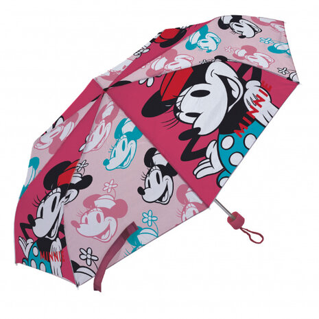 paraplu Minnie Mouse junior 52 cm polyester donkerroze