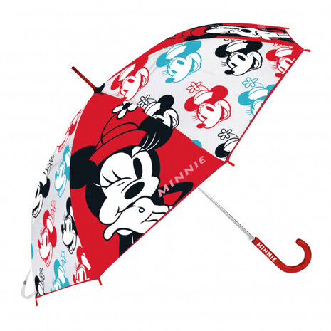 paraplu Minnie Mouse junior 46 cm EVA wit/rood