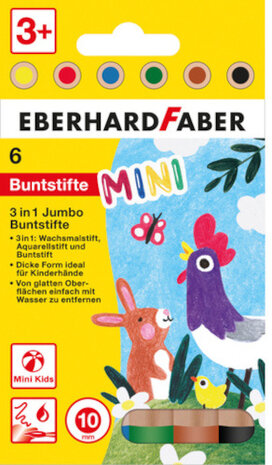 kleurpotloden MiniMaxi 3 in 1 1 cm hout 6 stuks