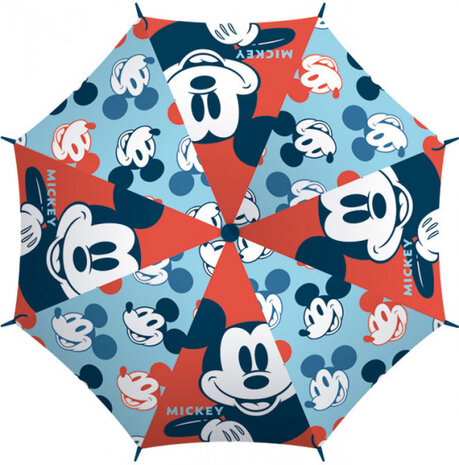 paraplu Mickey Mouse 52 cm polyester rood/lichtblauw
