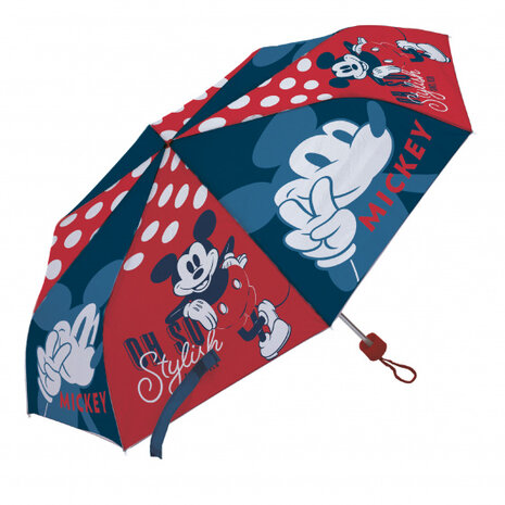 paraplu Mickey Mouse junior 52 cm polyester donkerblauw