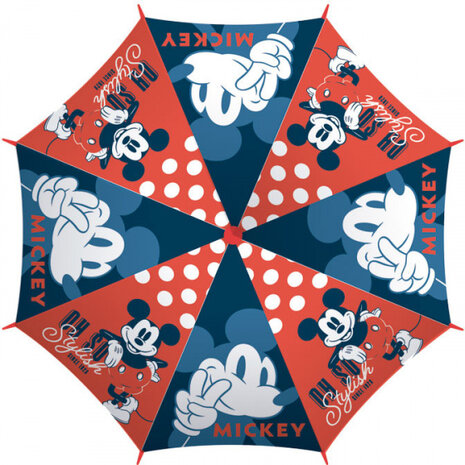 paraplu Mickey Mouse junior 52 cm polyester donkerblauw