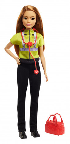 tienerpop Paramedic junior 30 cm geel/zwart 7-delig