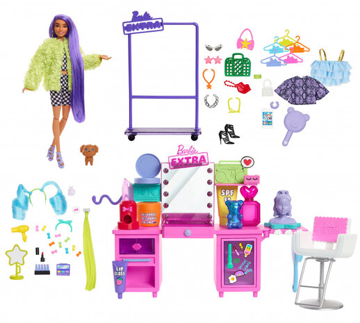 speelset Extra junior 30 cm roze/paars 55-delig