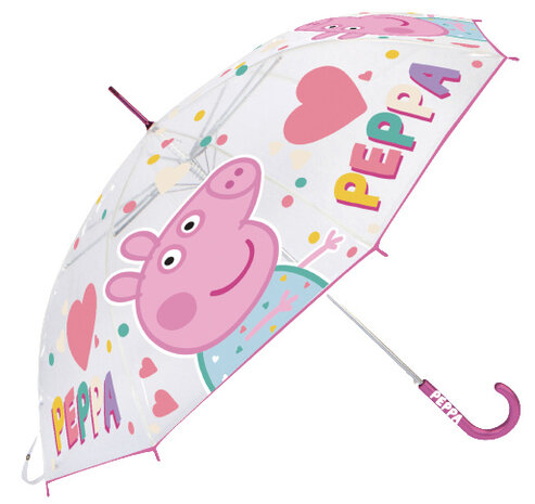 paraplu Peppa Pig junior 46 cm polyester transparant