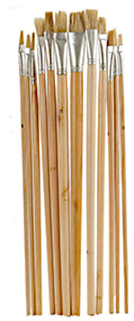 kwasten plat hout naturel 12-delig