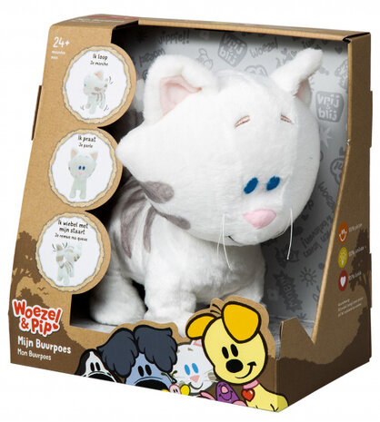 knuffel Buurpoes interactief 27 cm wit