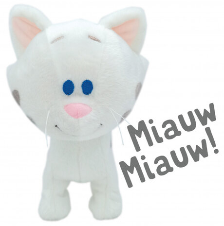 knuffel Buurpoes interactief 27 cm wit