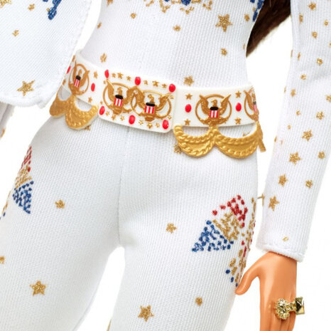 tienerpop Elvis Presley junior 38 cm wit/goud 5-delig